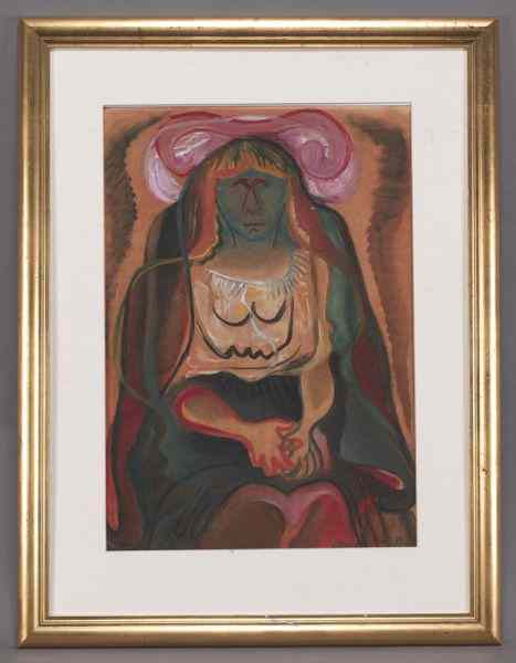 Appraisal: Gertrudis Chale tempera on paper depicting aseated woman Site ''H