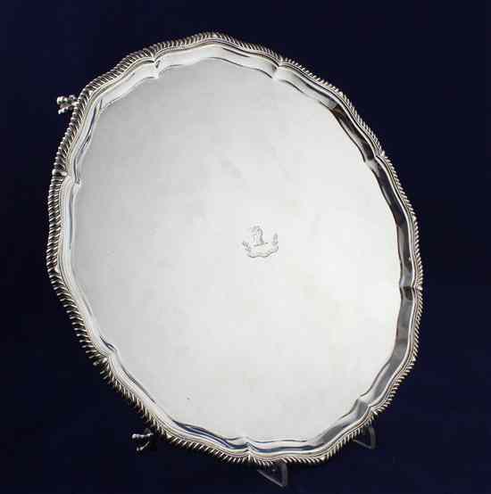 Appraisal: A George V silver salver engraved with the Mercer family