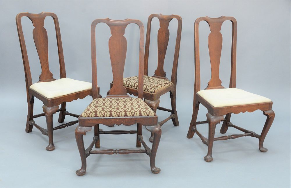 Appraisal: Set of Four Queen Anne Cherry Side Chairs having cabriole