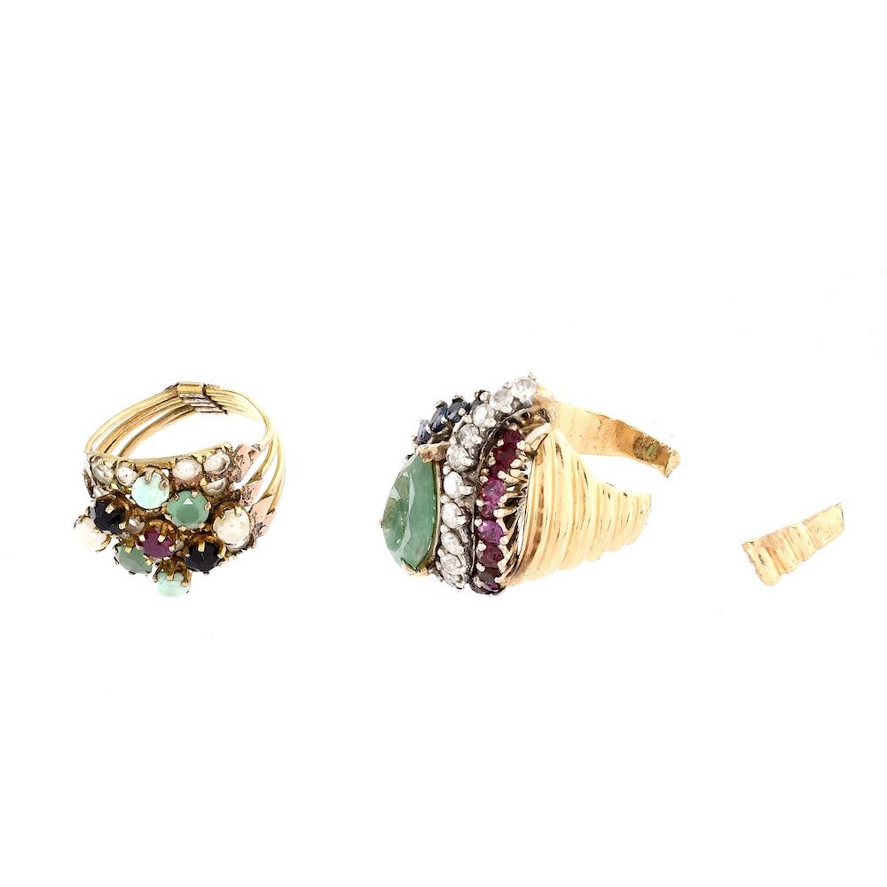 Appraisal: Two Vintage Gemstone and K Rings Two Vintage As Is