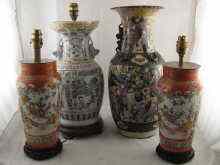 Appraisal: A pair of Chinese vases converted to lamps ht cm