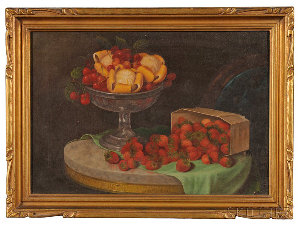 Appraisal: American School late th Century Tabletop Still Life with a