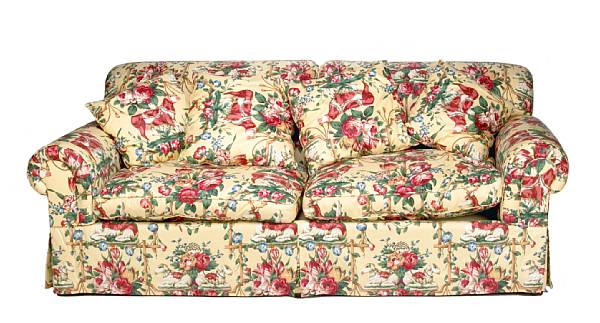 Appraisal: A contemporary upholstered sofa height in width ft in depth