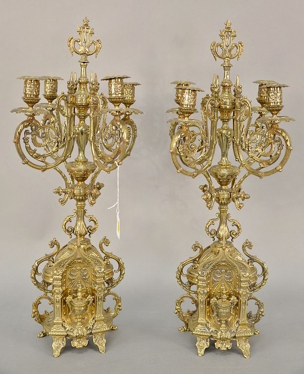 Appraisal: Pair of large brass candelabra ht in Provenance From the