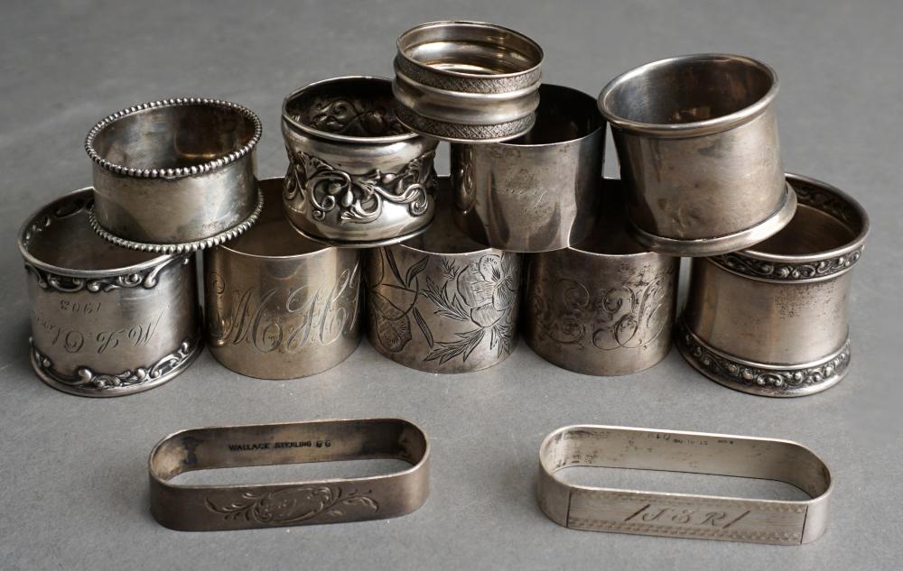 Appraisal: COLLECTION OF ASSORTED PREDOMINANTLY AMERICAN STERLING SILVER NAPKIN RINGS DIAM