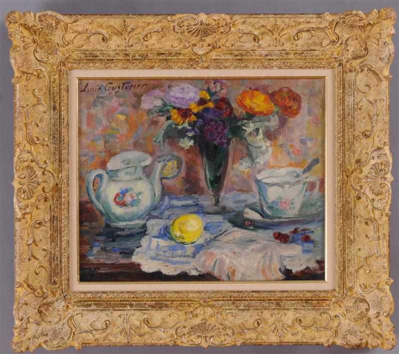 Appraisal: LUCIE COUSTURIER FRENCH - STILL LIFE TEA TIME Oil on