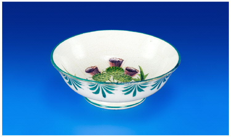 Appraisal: Wemyss Thistle Footed Bowl with Stylised Leaf Border inches high