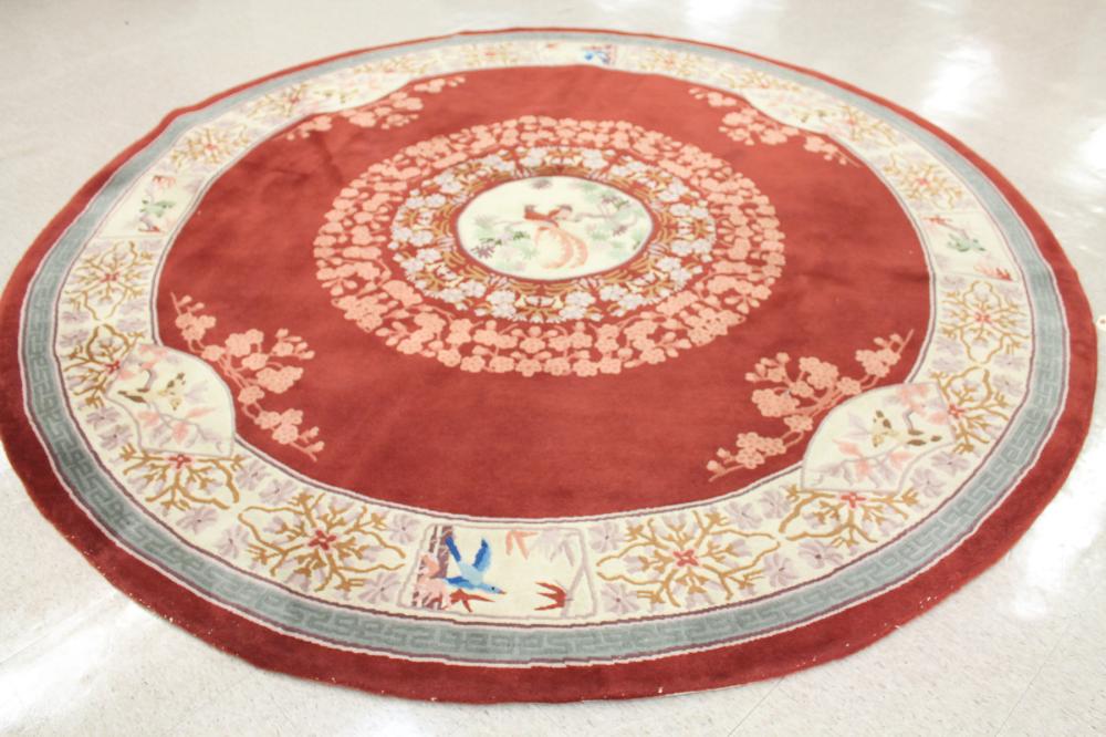 Appraisal: ROUND CONTEMPORARY CHINESE CARPET hand knotted in a traditional Peking