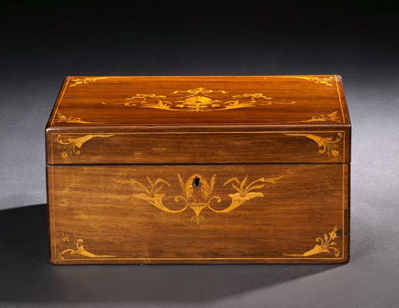 Appraisal: English Rosewood and Marquetry Desk Box third quarter th century