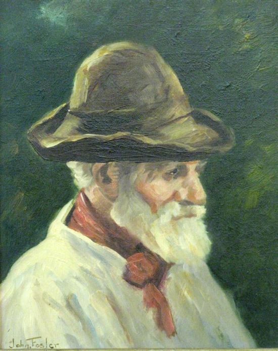 Appraisal: John Foster oil on board of an elderly gentleman with