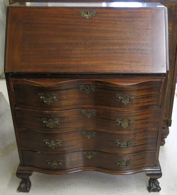 Appraisal: CHIPPENDALE STYLE MAHOGANY SLANT-FRONT DESK American mid- th century the