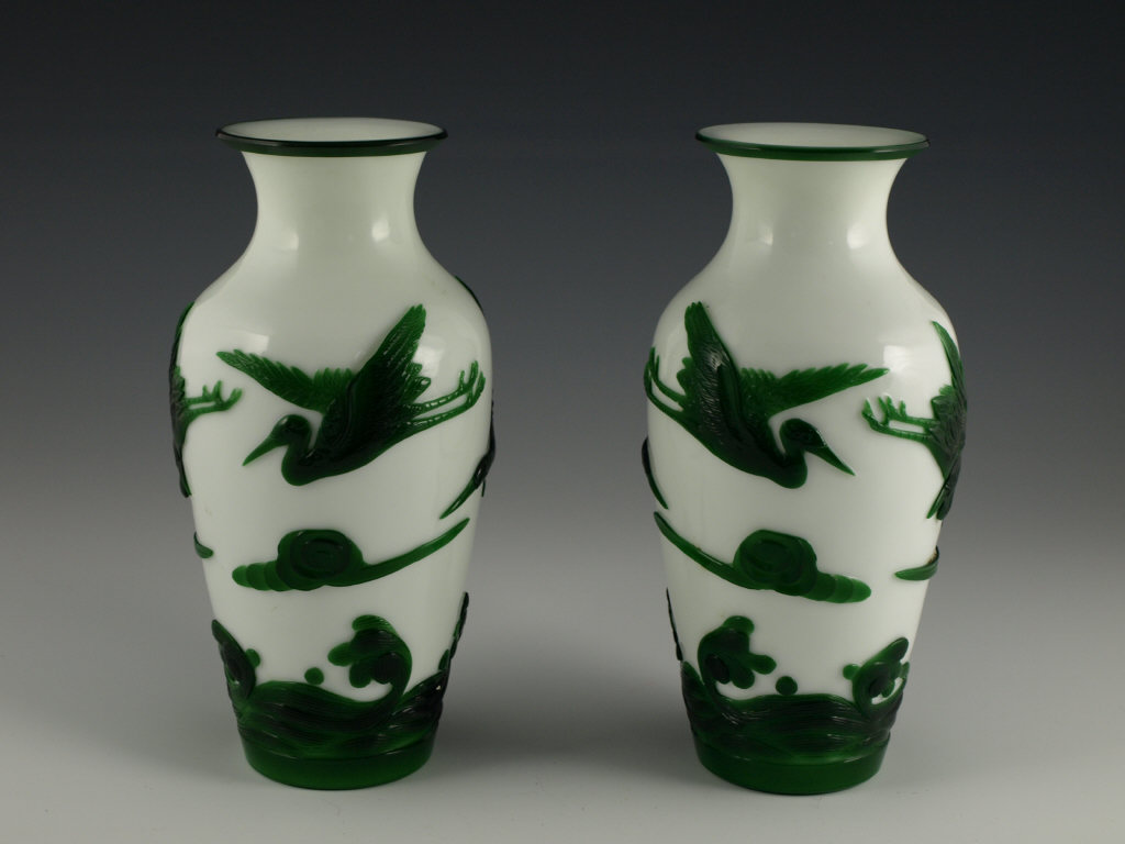 Appraisal: Pair of Peking Glass Vases early th c tapered form