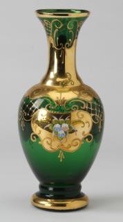 Appraisal: Bohemian emerald green and gilt vase Bohemian emerald green glass