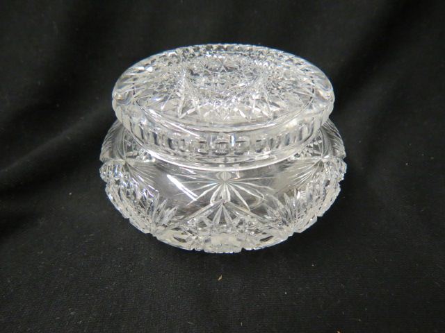 Appraisal: Cut Glass Dresser Jar starburst fan decor diameter excellent