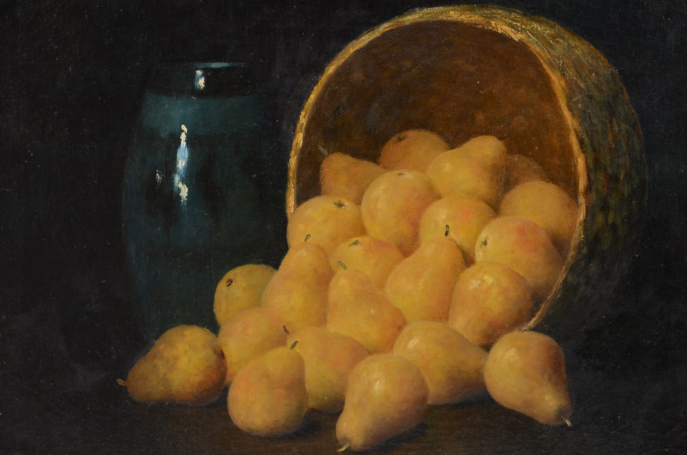 Appraisal: WOODRUFF Leonard American - ''Tipped Over'' Still Life of Pears