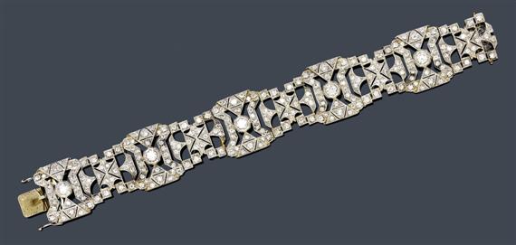 Appraisal: DIAMOND BRACELET ca Platinum Fancy bracelet of geometrically-designed and open-worked