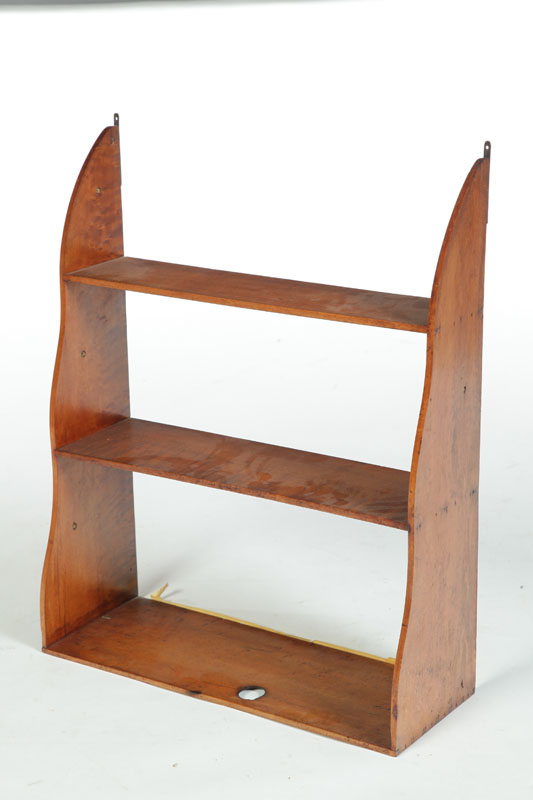 Appraisal: HANGING SHELF American nd half th century birdseye maple Three