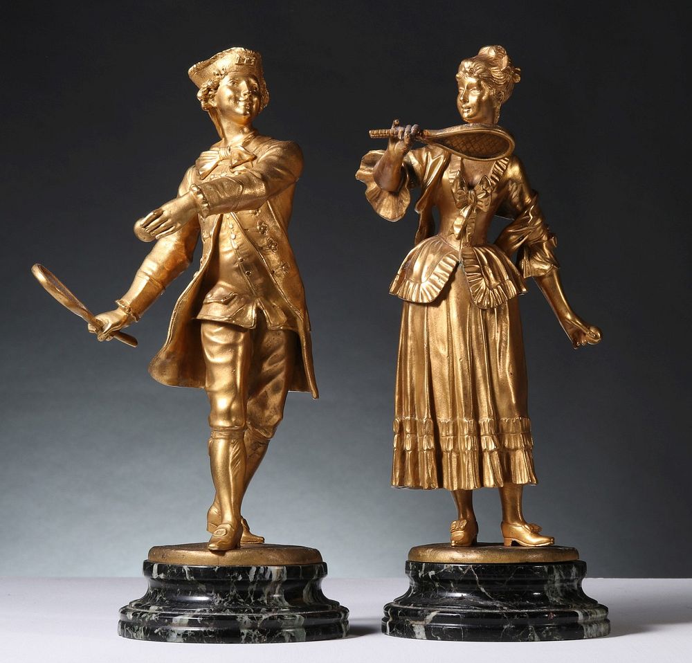 Appraisal: CHARLES GREIL th c FRENCH BRONZE TENNIS PLAYER PAIR Late