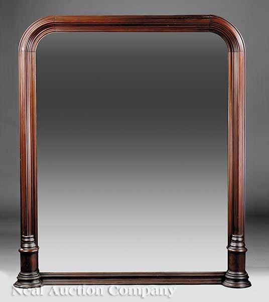 Appraisal: An American Mahogany Overmantel Mirror c arched deeply molded frame