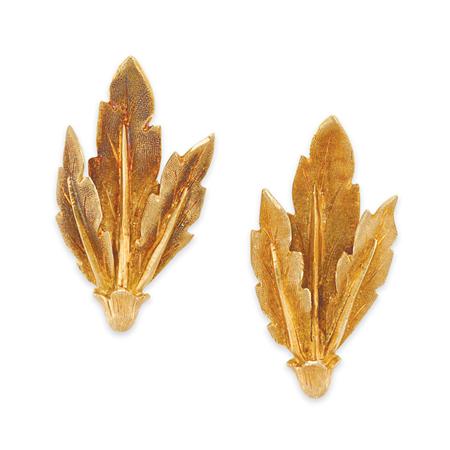 Appraisal: Pair of Gold Leaf Earclips Mario Buccellati Estimate -