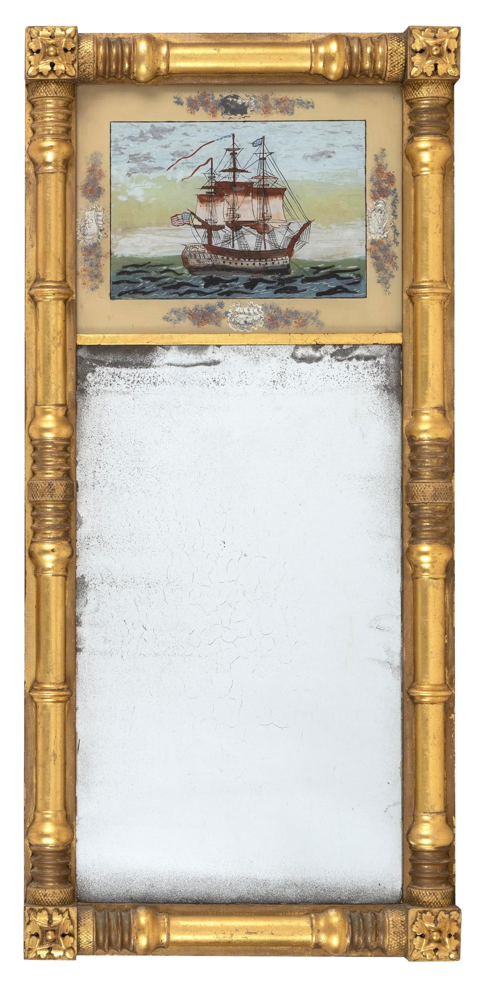 Appraisal: EMPIRE GILT SPLIT-COLUMN MIRROR TH CENTURY HEIGHT WIDTH EMPIRE GILT