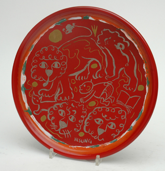 Appraisal: BERNARD HESLING - Vitreous enamel plaque Diameter cm Note accompanied