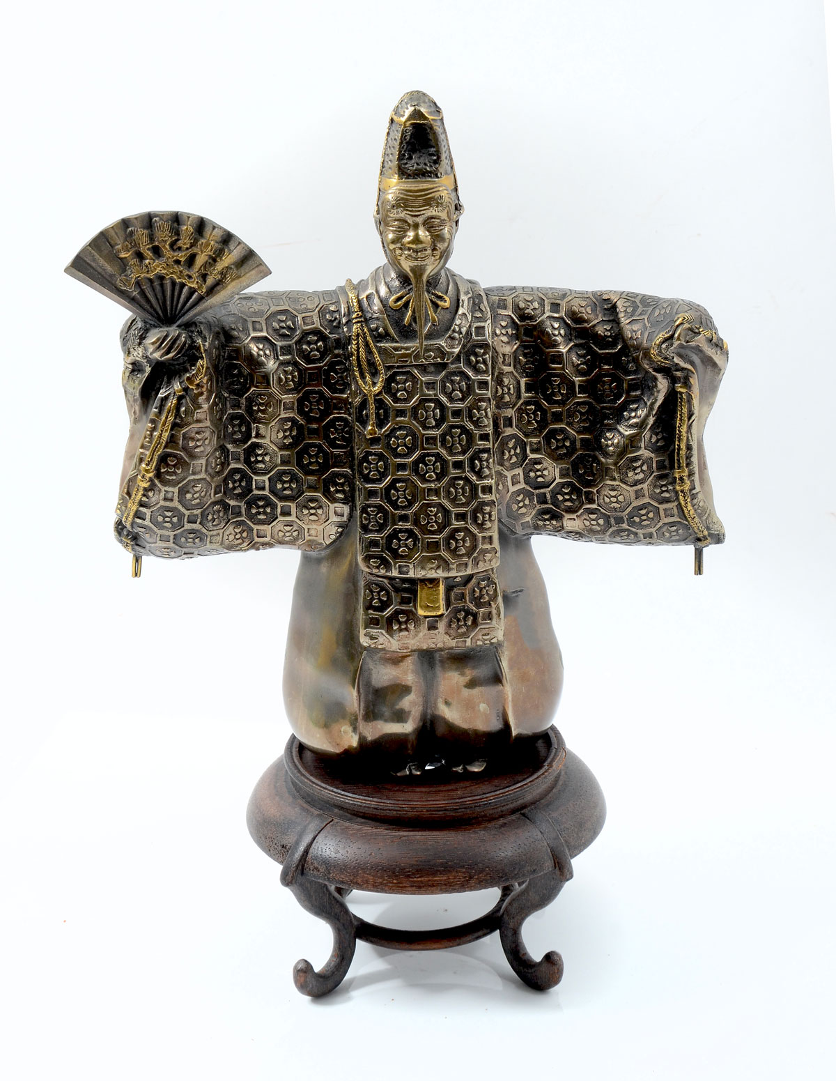 Appraisal: JAPANESE BRONZE NOH THEATER ACTOR Having finely engraved robes and