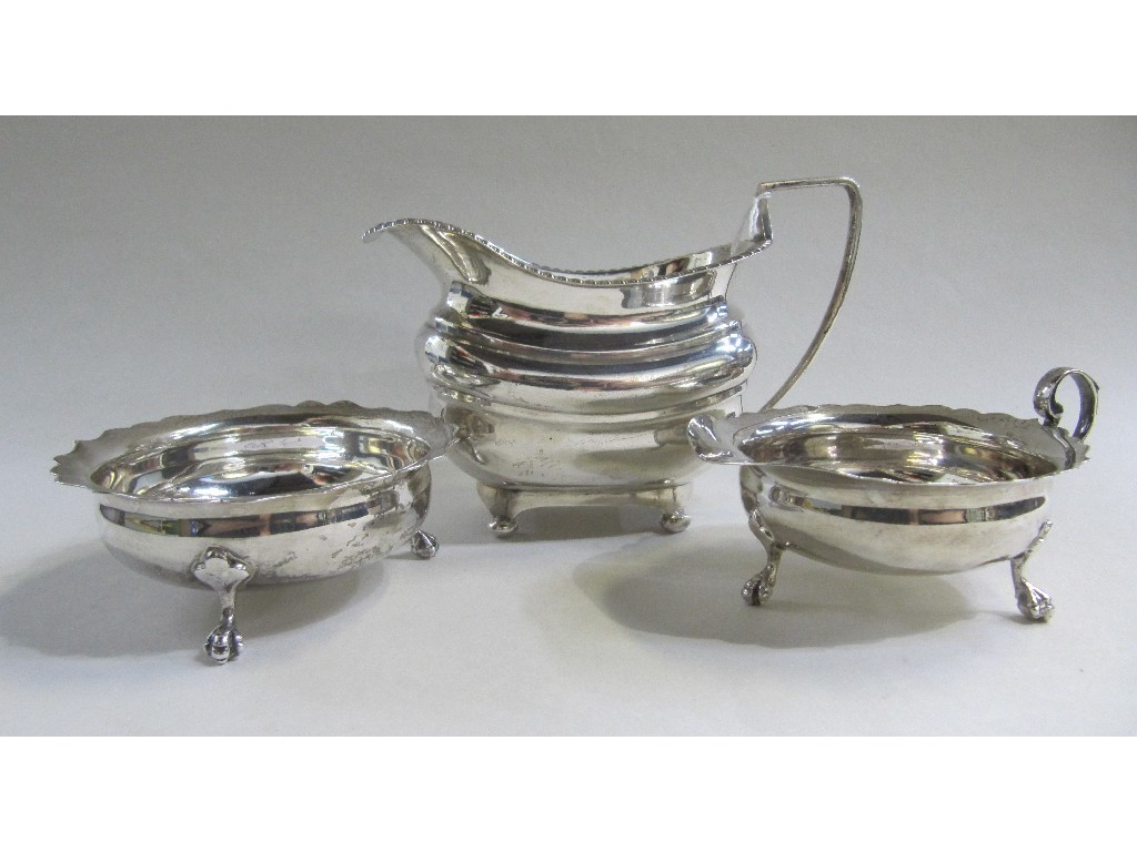 Appraisal: Lot comprising silver cream and sugar and a silver cream