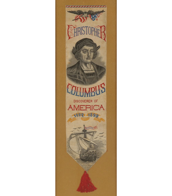 Appraisal: Three Stevengraph woven silk ribbons bookmarks Americana Christopher Columbus George