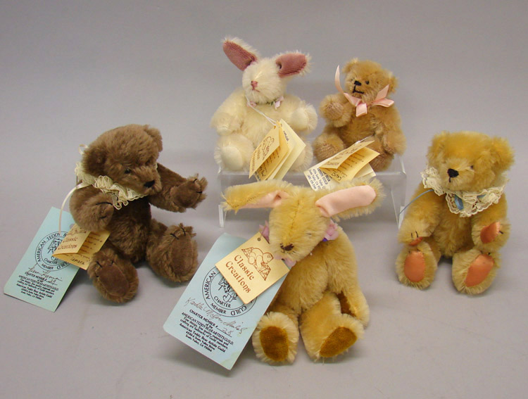 Appraisal: Lot of mohair artist animals Rabbits - White Bitty Bun