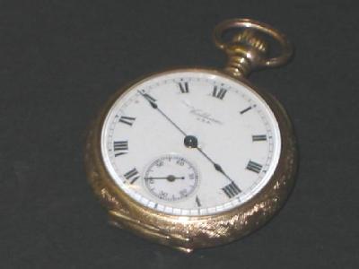 Appraisal: A CT GOLD FOB WATCH by Waltham the white enamel