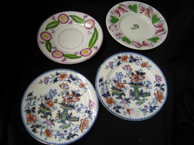 Appraisal: Early Plates two flow blue style pink luster floral