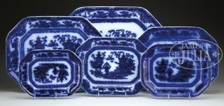 Appraisal: LOT OF SIX GRADUATED FLOW BLUE PLATTERS IN THE TEMPLE