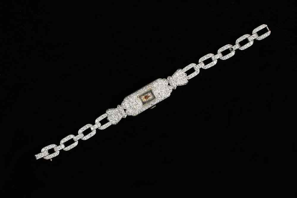 Appraisal: LADY'S DRESS WATCH - Fabulous Art Deco diamond and platinum