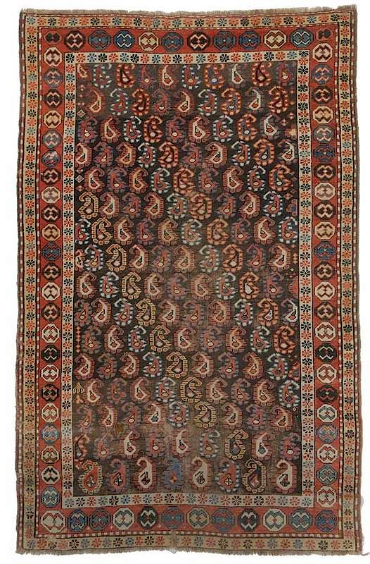 Appraisal: Caucasian Rug early mid- th century rows of boteh on