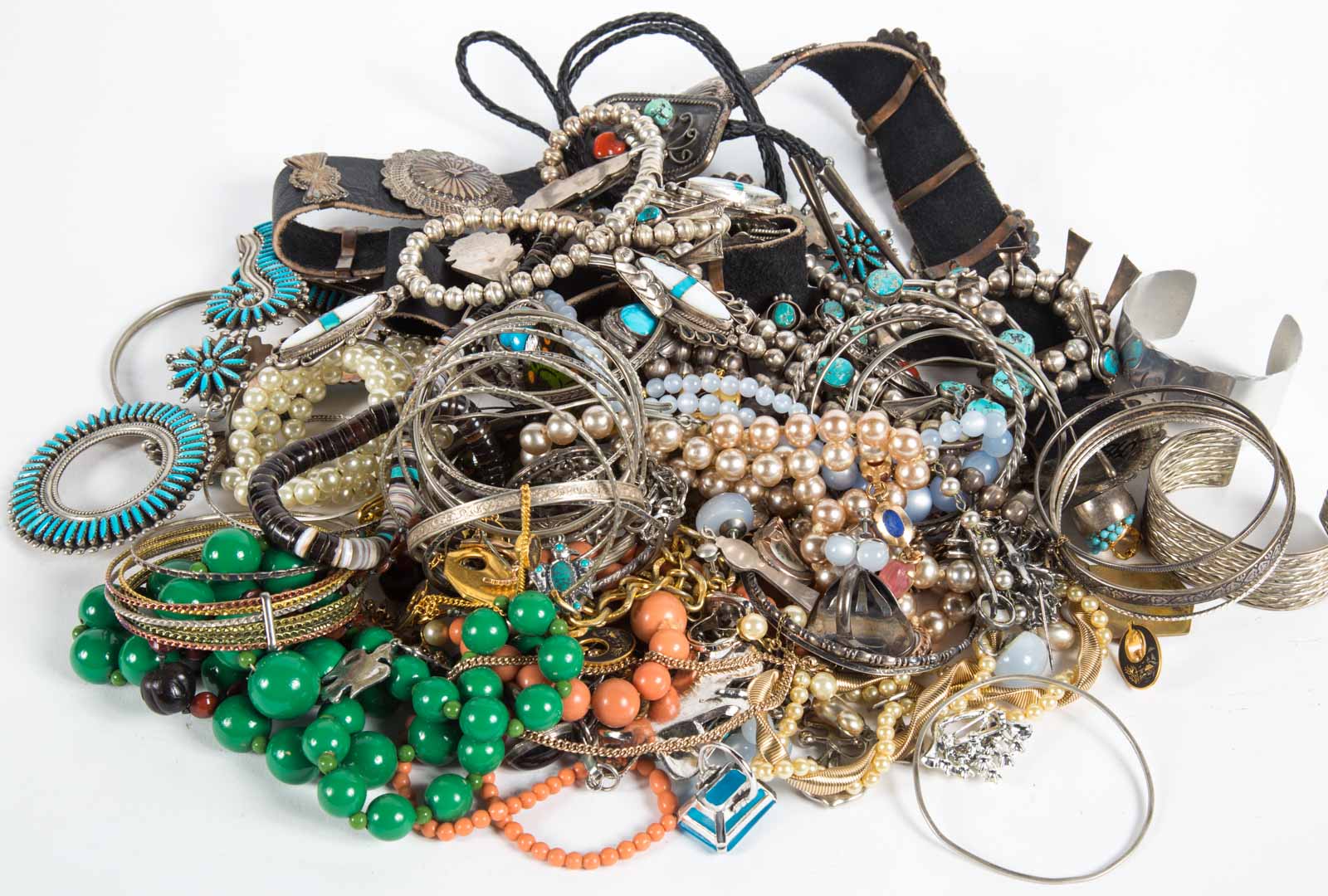 Appraisal: An Assortment of Jewelry Bangles cuffs beads and a jewelry