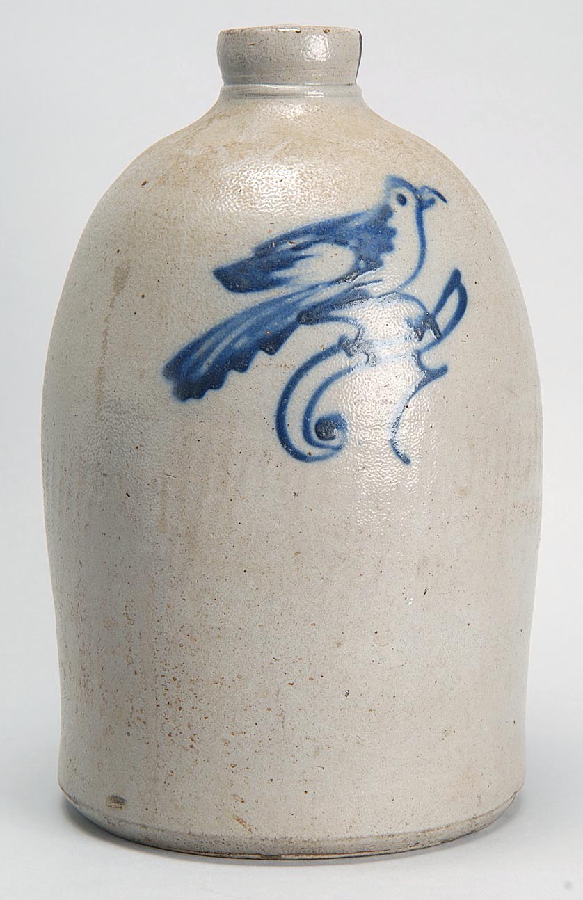 Appraisal: TH CENTURY ONE-GALLON STONEWARE JUG with cobalt blue decoration of