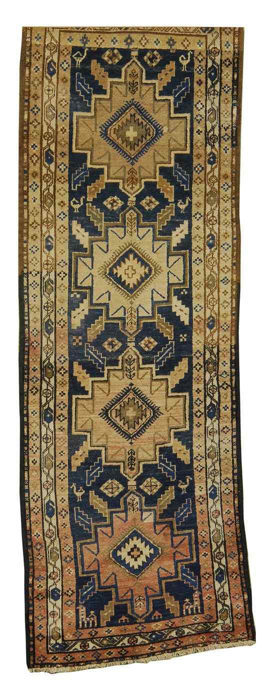 Appraisal: ORIENTAL RUG PERSIAN RUNNER ' x ' '' Four geometric