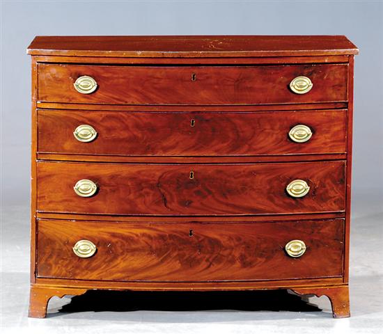 Appraisal: Federal inlaid mahogany bow front chest circa probably Maryland shaped