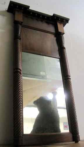 Appraisal: FEDERAL EMPIRE MAHOGANY FRAMED LOOKING GLASS WALL MIRROR American early