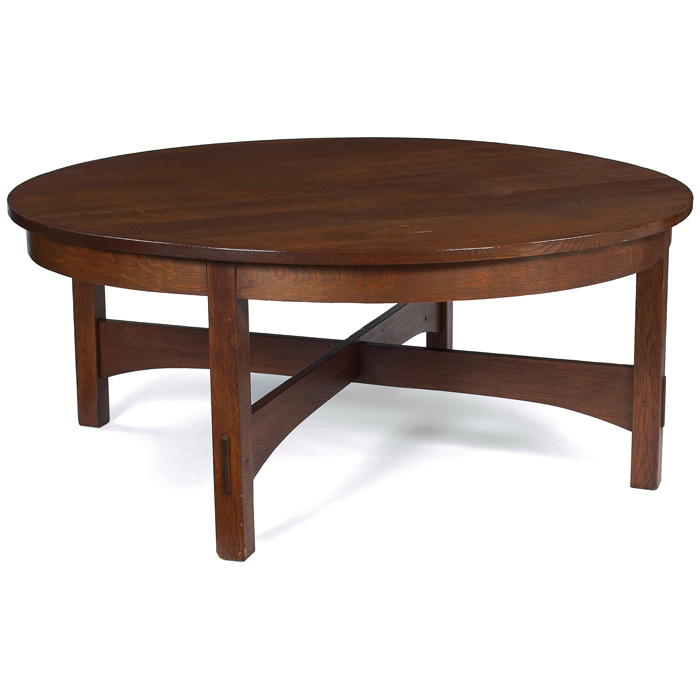 Appraisal: Gustav Stickley dining table large form with circular top over