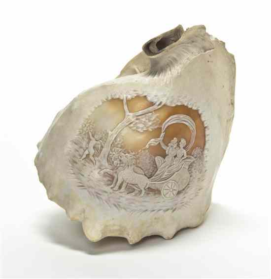 Appraisal: A Cameo Carved Conch Shell depicting two figures in a