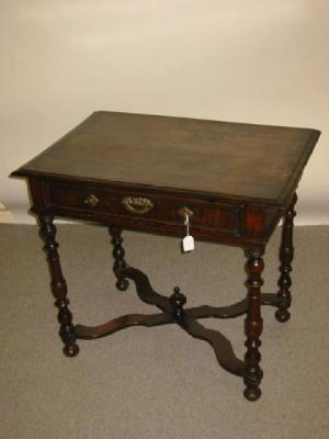 Appraisal: AN OAK SIDE TABLE part th century moulded edged top