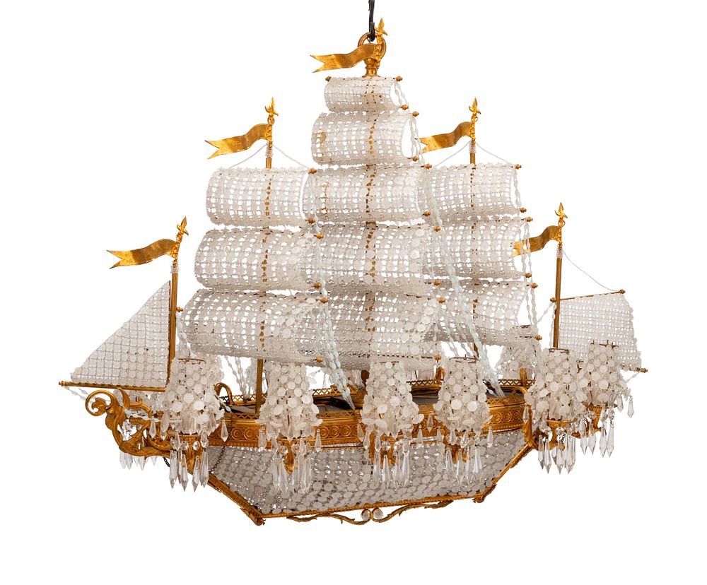 Appraisal: A Louis XVI Style Gilt Bronze and Cut Glass Ship