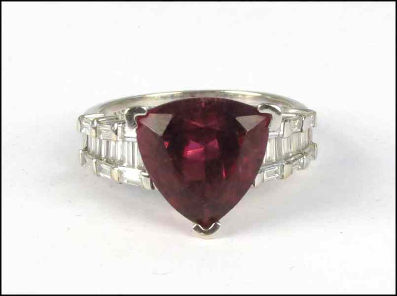 Appraisal: KARAT WHITE GOLD RUBELLITE AND DIAMOND RING Rubellite is approximately