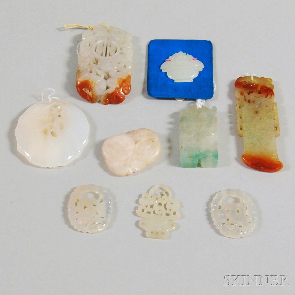 Appraisal: Small Collection of Chinese Carved Hardstone Pendants Estimate - The