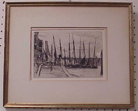 Appraisal: James A McNeill Whistler American print etching and drypoint wiped