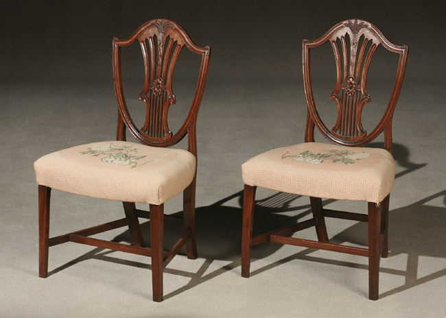 Appraisal: Pair of George III Mahogany Shield-Back Side Chairs Circa -