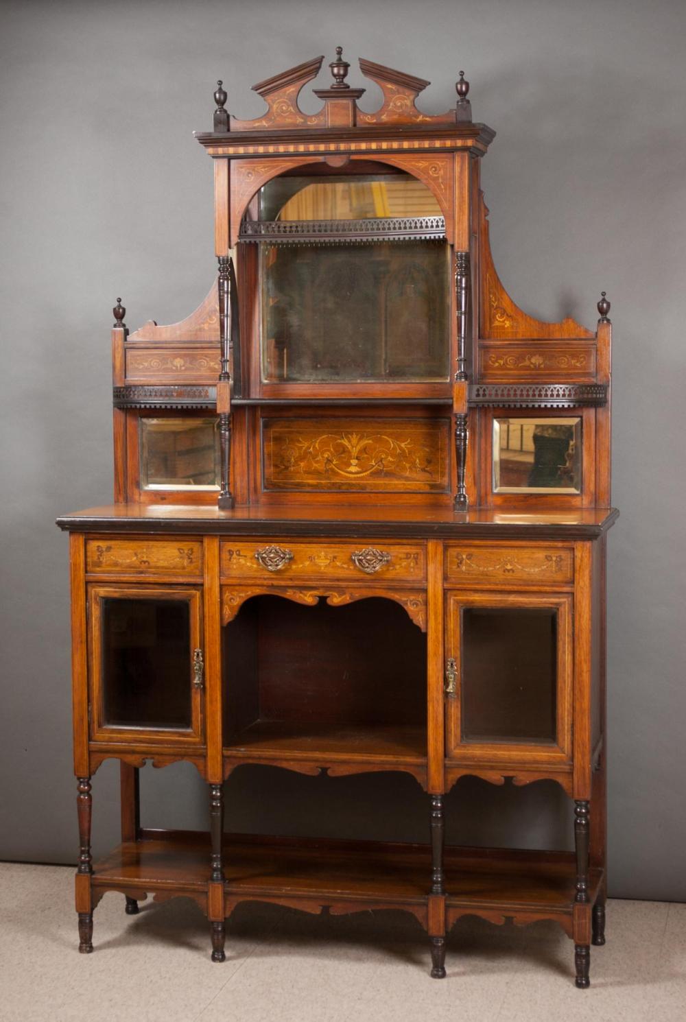 Appraisal: VICTORIAN INLAID ROSEWOOD ETAGERE English late th century in two