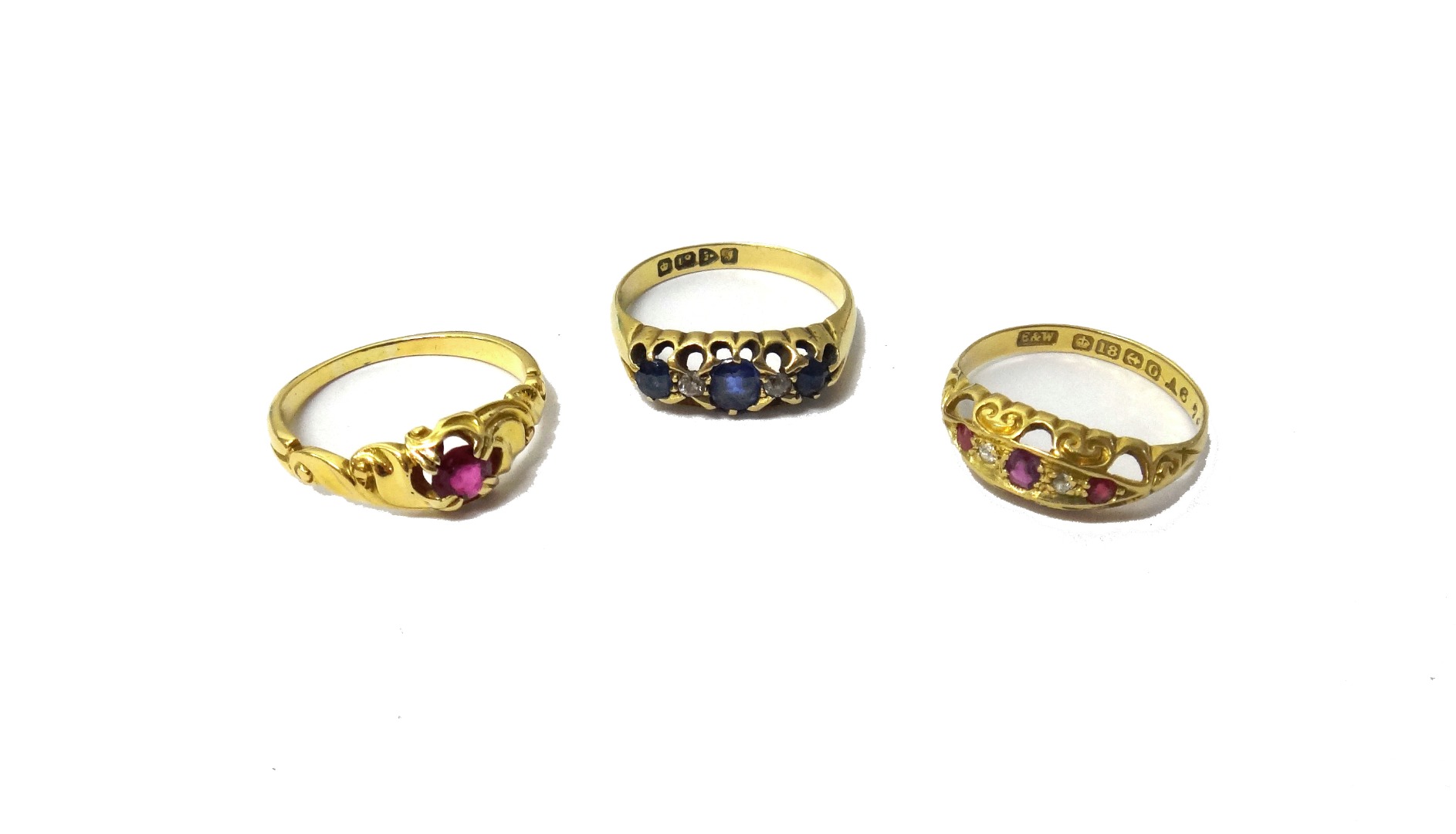 Appraisal: An ct gold sapphire and diamond set five stone ring